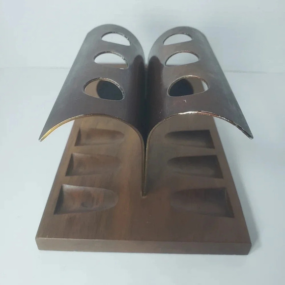 Vintage DUK-IT  Mcdonald Genuine American Walnut 6 Tobacco Pipe Holder MCM - Picture 2 of 7